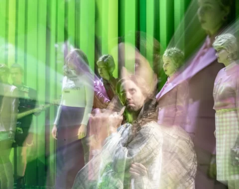 A scene from the Bacchae performance at the National Theatre in Prague, reflecting Czech culture for those who want to learn Czech and explore the Czech language.