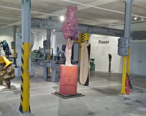 Exhibition view of "Fresh Power" at EPO 01 gallery in Trutnov, showcasing artworks by the youngest generation of Czech artists.